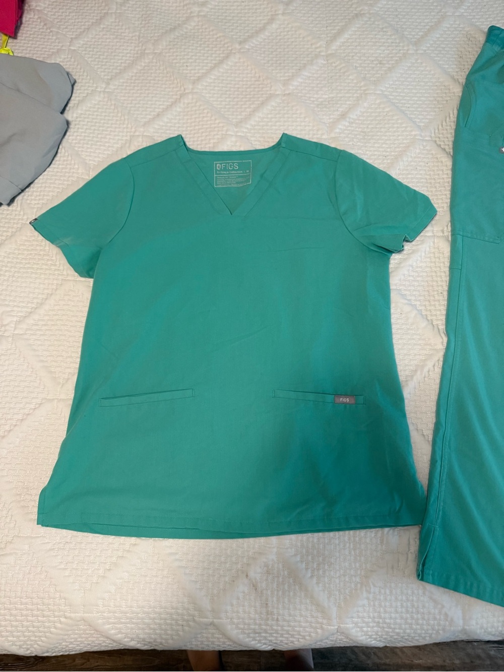 Figs Teal V-Neck Medical Scrub Top